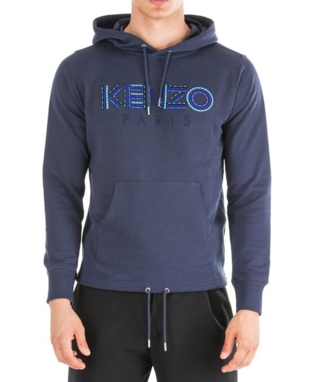Kenzo Logo Hoodie Sweatshirt NWT Blue Embroidered Graphic Pullover Men's L